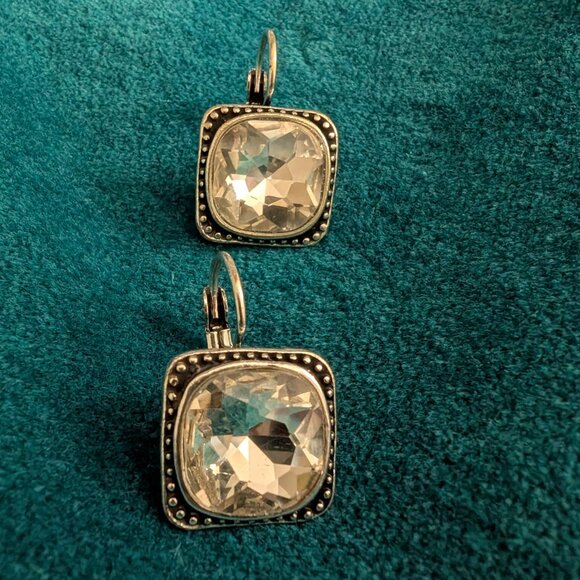 Cubic Zirconia Drop Earrings, Vintage - Picture 2 of 8